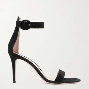 Gianvito Rossi Portofino 85 Suede Sandal - Black - Size 36